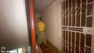 Innocent stepdaughter fucks her old stepfather on the terrace.