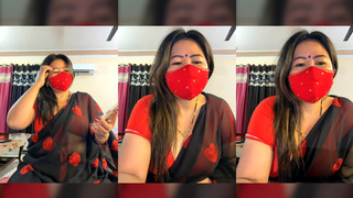 88pink 3 feb morning black saree try ke red top ke sath Delhi ke Nepali randi bhabhi part 1