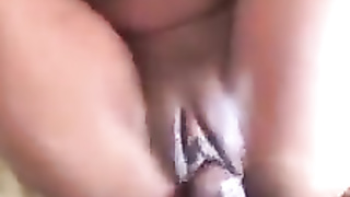 Hot black girl taking a huge dick into her pussy