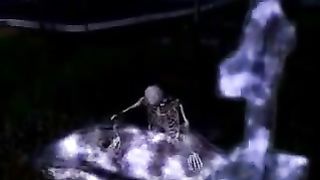 Dead man drill girl in the cemetery