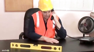 Worker man fucking with big tits blonde