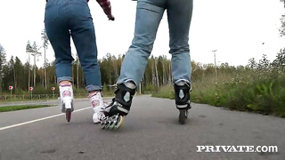 mia richi & amalia davis busty teens share lucky stud