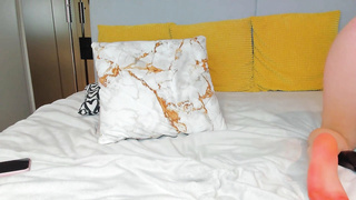 Teen cutie loves to ride dildo when home alone