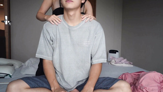 The Hottest Bitch gives guy Femdom Facesitting while Handjob, Shaking Doggy