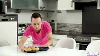 Nikki Nutz is in the kitchen getting a surprise breakfast