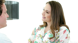 Stepson helps stepmom by fucking her in pussy.