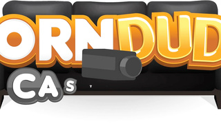 PornDude makes hot blonde Riley Reign moan with pleasure on his black couch