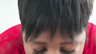 Short haired milf sucking good