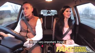 Fake Driving School - Threesome MMF in a Car HD 720p