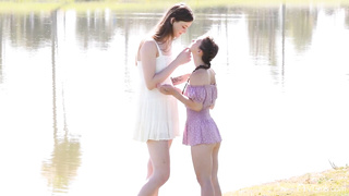 cute lesbian couple having fun