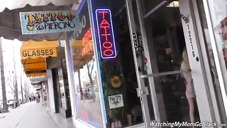 Mom and Daughter Fuck Black Tattoo Artist
