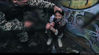 young woman surrounded by men 3 video