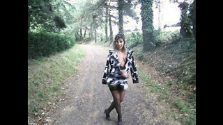 Lisasparrow walks in forest in slut outfit