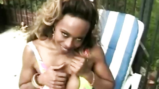 Anna Amore makes love by the pool