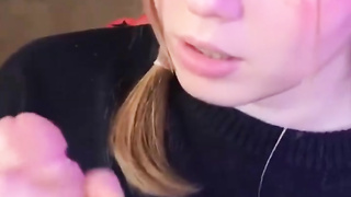 Student Girl Gently Sucks And Loves Cum