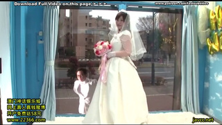 Beautiful Newlywed Wife in Wedding Dress in Photoshoot While Husband Waits Outside NTR