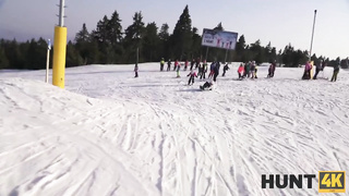 Blonde snow bunny fuks the winner of the race