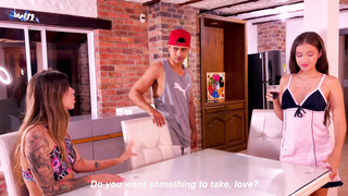 Musclebound guy fucks his girlfriend's little sister and they end up discovered - Angel Cruz