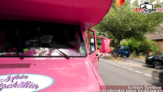 German chubby blonde housewife pick up for car sex