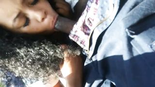 Curly ebony Cocksucker