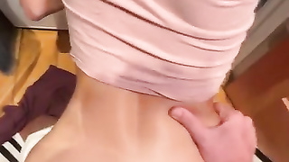 hot girl with athletic body gets cumshot on face