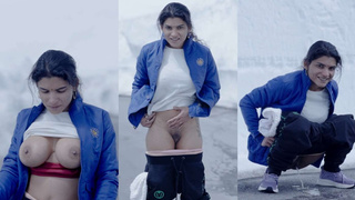 Resmi Nair Most Surprising Video Teasing Her Big Boobs in Snow Pissing and Playing With Pussy